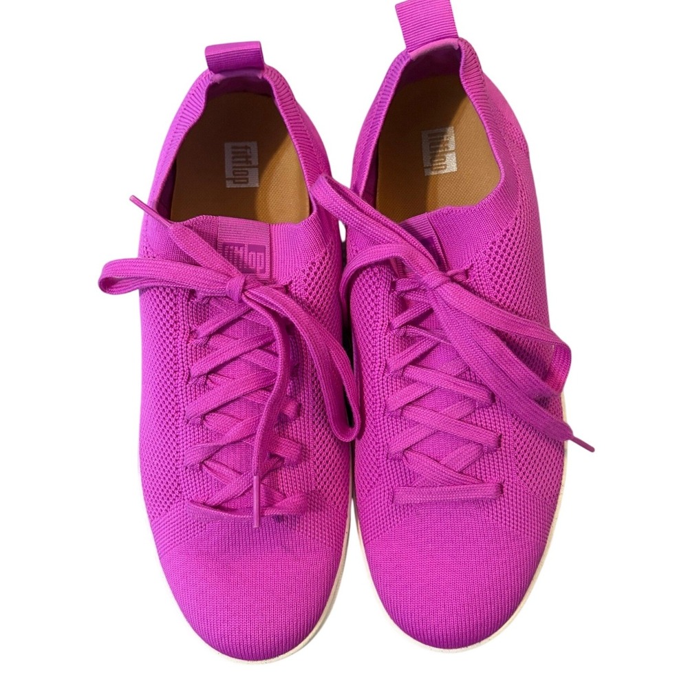 FitFlop F-Sporty Uberknit Womens Pink Knit Lace Up Sneakers Size 9 Comfort